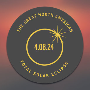 Great North American Total Solar Eclipse 04.08.24 Classic Round Sticker