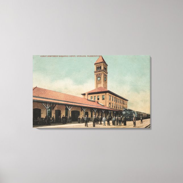 Great Northern Railroad Depot Canvas Print (Front)