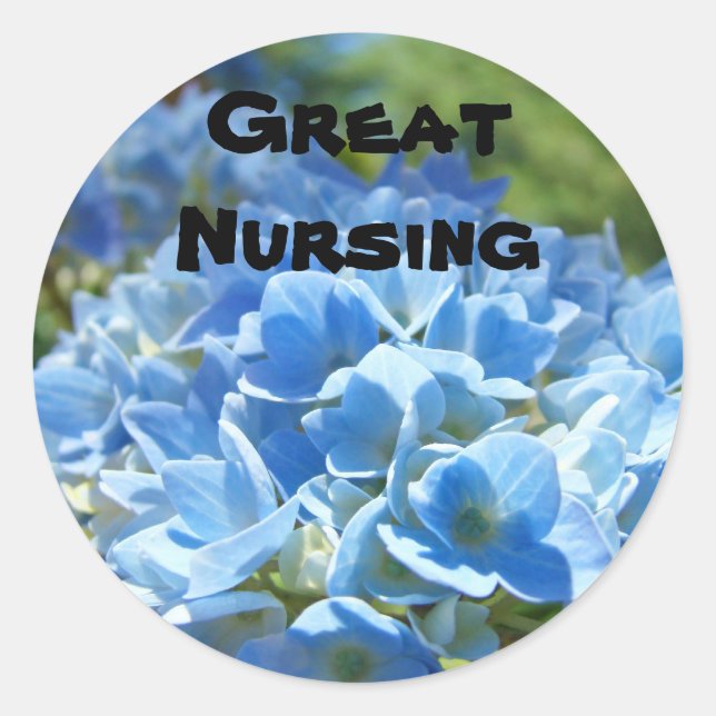 Great Nursing stickers Blue Hydrangea Flowers (Front)