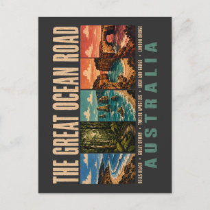 Great Ocean Road Australia Landmarks Illustration Postcard