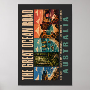 Great Ocean Road Australia Landmarks Illustration Poster