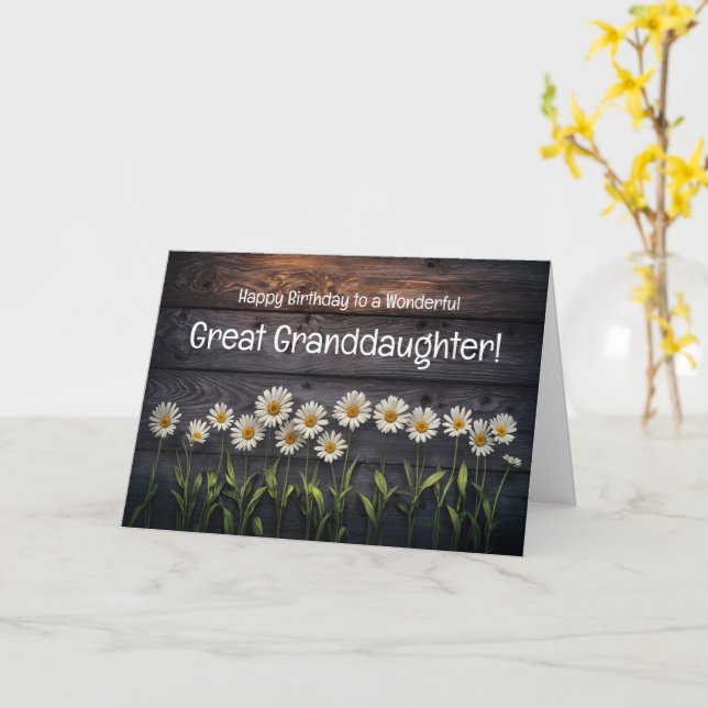 Great or Granddaughter Happy Birthday Pretty Daisy Card (Yellow Flower)
