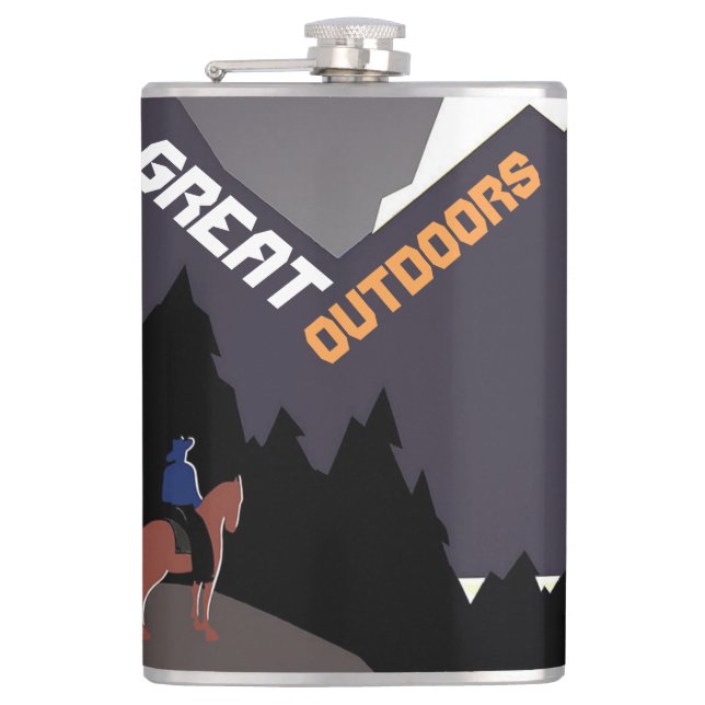 Great Outdoors Retro Montana Travel Advert Art Hip Flask (Front)