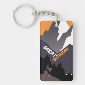 Great Outdoors Retro Montana Travel Advert Art Keychain