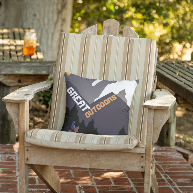 Great Outdoors Retro Montana Travel Advert Art Outdoor Pillow (Chair)