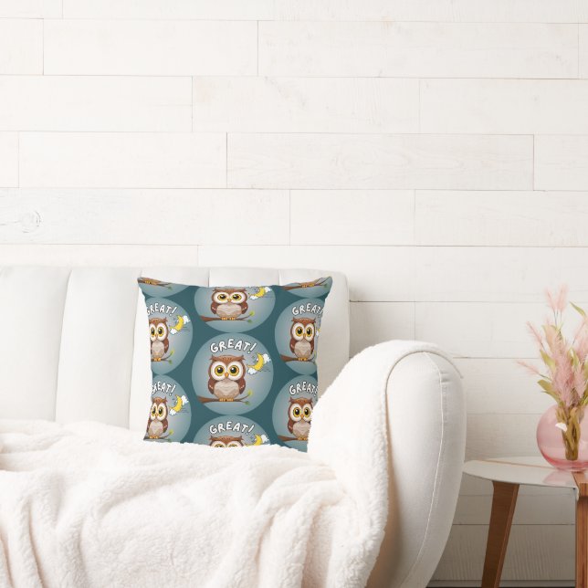 Great!, Owl  Throw Pillow (Couch)
