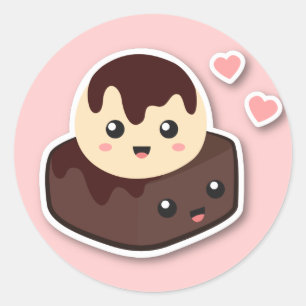Great pair of Vanilla Ice Cream and Brownie Classic Round Sticker
