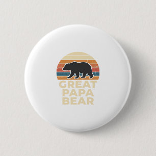 Great Papa Bear Retro Sunset Vintage Vector Design 2 Inch Round Button