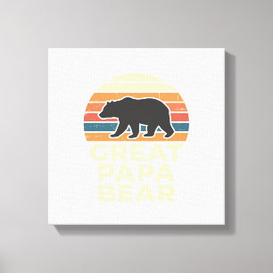 Great Papa Bear Retro Sunset Vintage Vector Design Canvas Print
