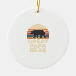 Great Papa Bear Retro Sunset Vintage Vector Design Ceramic Ornament
