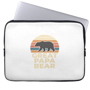 Great Papa Bear Retro Sunset Vintage Vector Design Laptop Sleeve