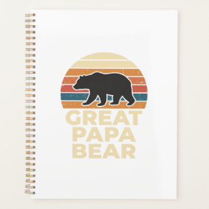 Great Papa Bear Retro Sunset Vintage Vector Design Planner