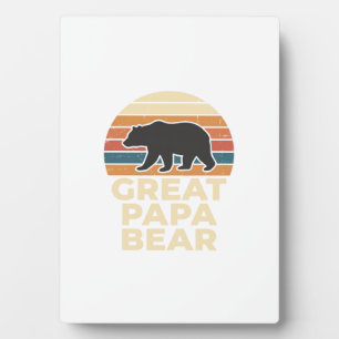 Great Papa Bear Retro Sunset Vintage Vector Design Plaque