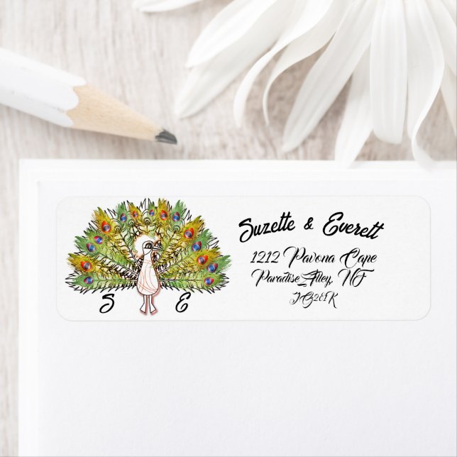 Great Peacock Return Address Label (Insitu)