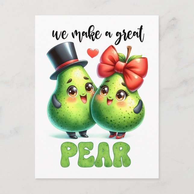 Great Pear Punny Funny Valentine Postcard (Front)