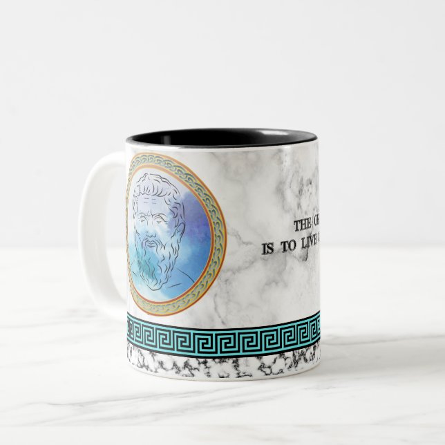 Great Philosopher Plato with quote Two-Tone Coffee Mug (Front Left)