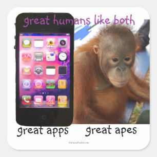 Great Phone Apps Great Ape Humour Square Sticker