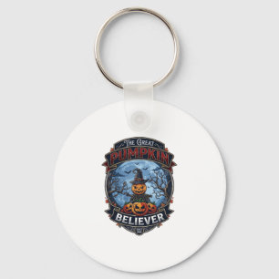 Great Pumpkin Believer Scarecrow Witch Hat Hallowe Keychain