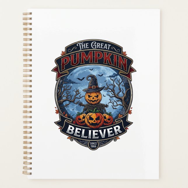 Great Pumpkin Believer Scarecrow Witch Hat Hallowe Planner (Front)