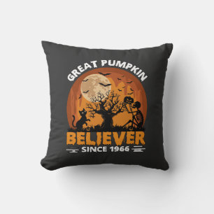 Great Pumpkin Believer Since Halloween Skeleton Ca Throw Pillow