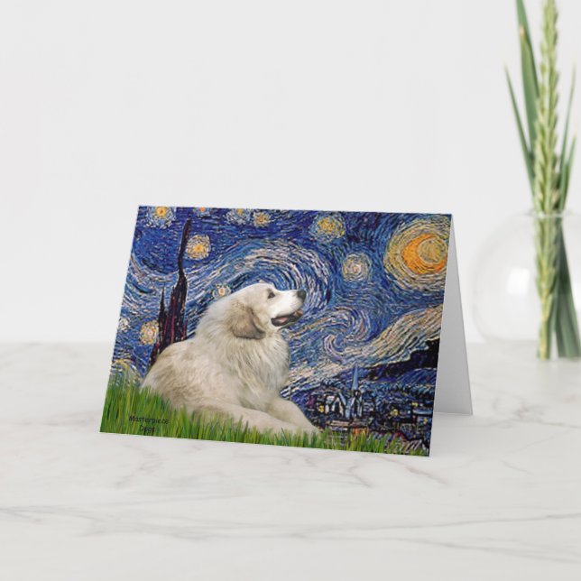 Great Pyrenees 2 - Starry Night Card (Front)