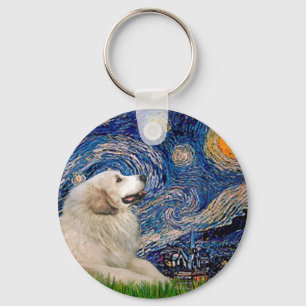 Great Pyrenees 2 - Starry Night Keychain