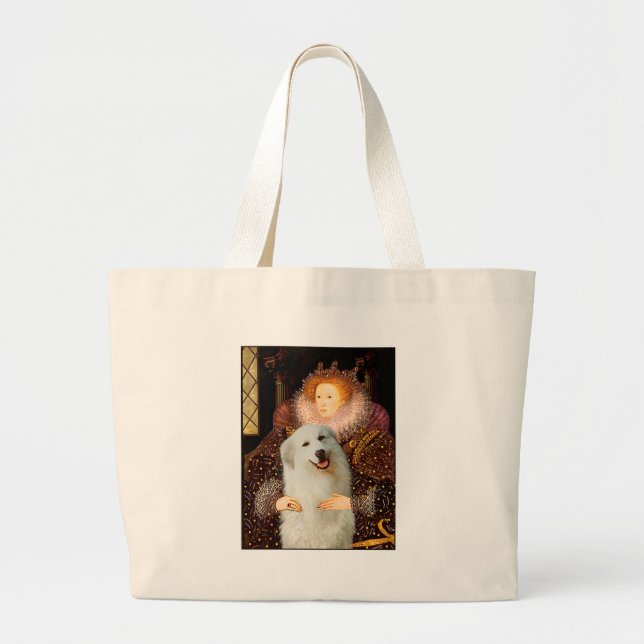 Great Pyrenees 3 - Queen Large Tote Bag (Front)