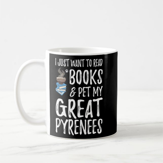 Great Pyrenees Avid Book Reader Book Funny Dog Mom Coffee Mug (Left)
