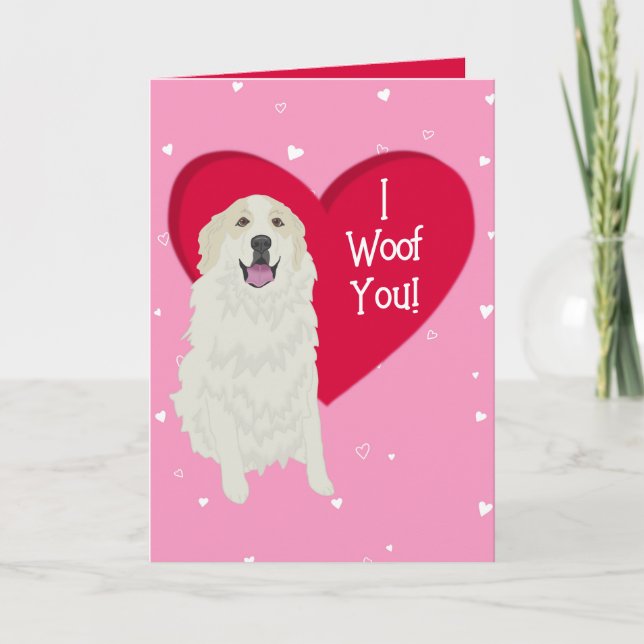 Great Pyrenees Badger Markings Valentines Day   Holiday Card (Front)