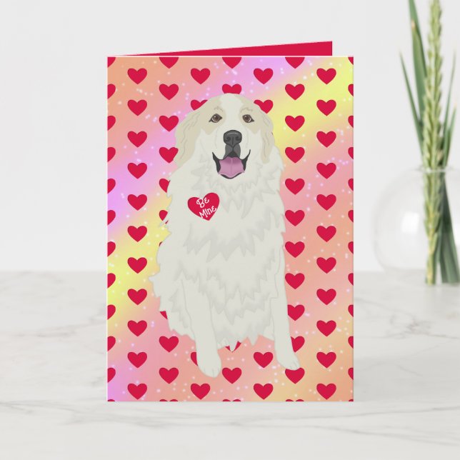 Great Pyrenees Badger Markings Valentines Day  Thank You Card (Front)