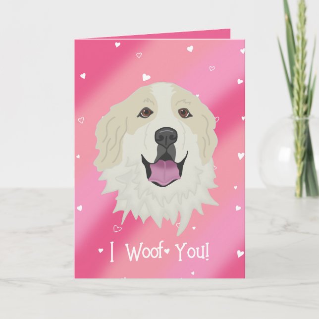 Great Pyrenees Badger Markings Valentines Day  Thank You Card (Front)