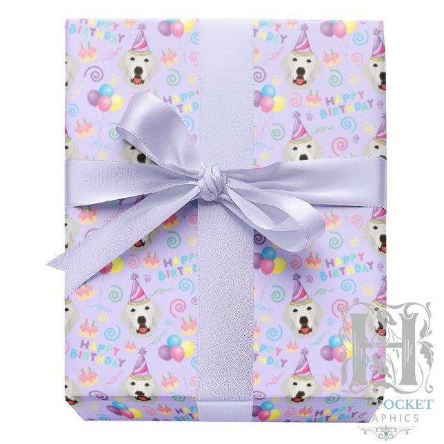 Great Pyrenees Birthday Gift Wrapping Paper Purple (Creator Uploaded)