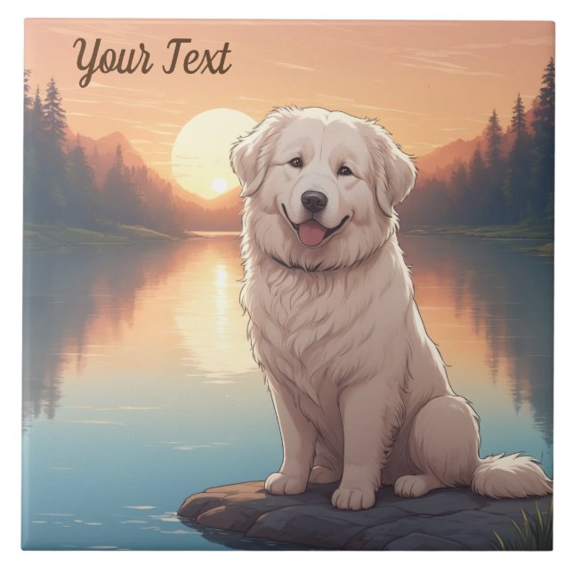 Great Pyrenees by Lake Tile (Front)