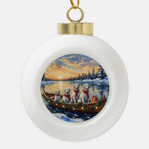 Great Pyrenees Christmas Boat Holiday Ceramic Ball Christmas Ornament