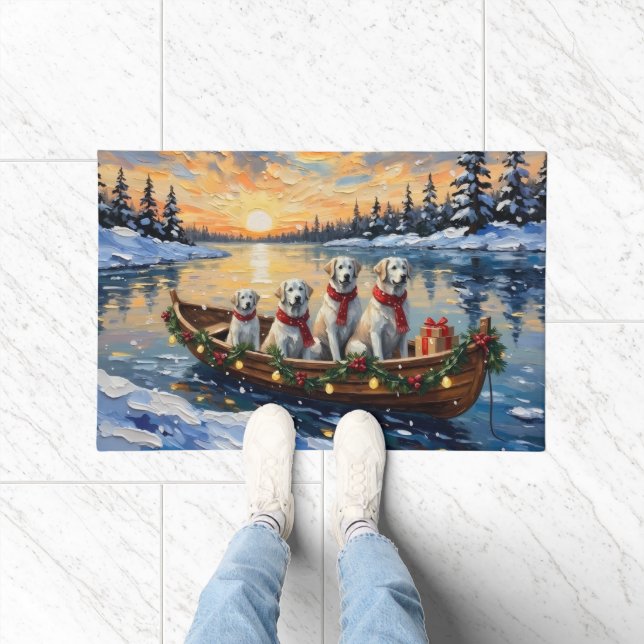 Great Pyrenees Christmas Boat Holiday Doormat (Indoor)