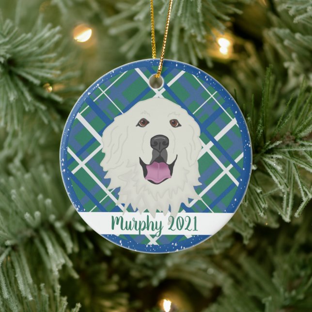 Great Pyrenees Christmas Ceramic Ornament (Tree)