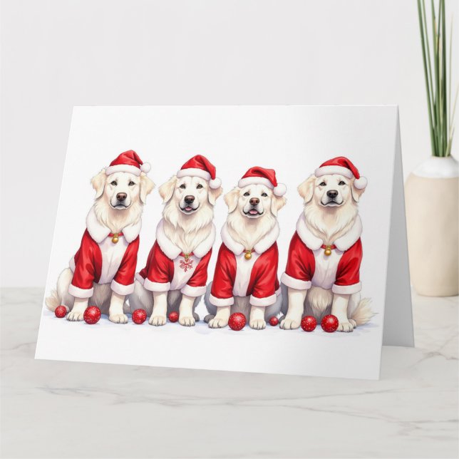 Great Pyrenees Christmas Dress Santa Hat Card (Front)