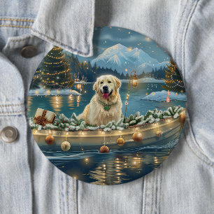 Great Pyrenees Christmas Festive Voyage 6 Inch Round Button
