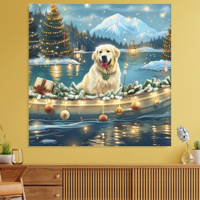 Great Pyrenees Christmas Festive Voyage Canvas Print (Insitu(LivingRoom))