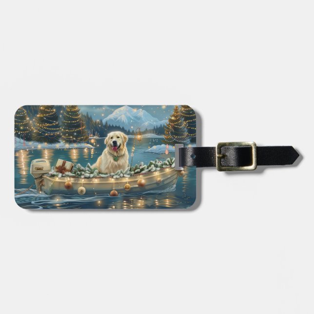 Great Pyrenees Christmas Festive Voyage Luggage Tag (Front Horizontal)