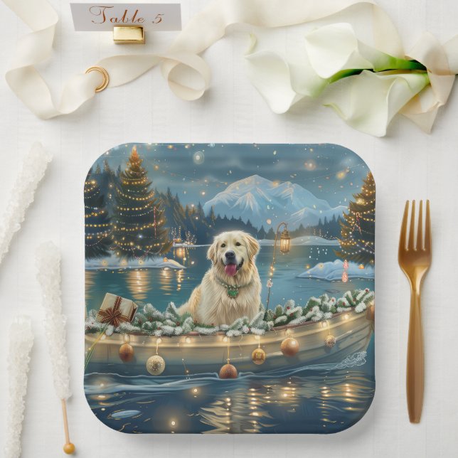 Great Pyrenees Christmas Festive Voyage Paper Plate (Wedding)