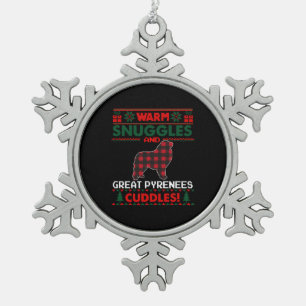 Great Pyrenees Christmas Pajama Shirt Ugly Christm Snowflake Pewter Christmas Ornament