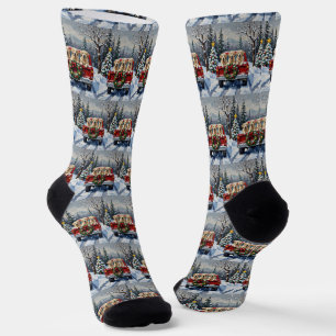 Great Pyrenees Christmas Red Truck Holiday Socks