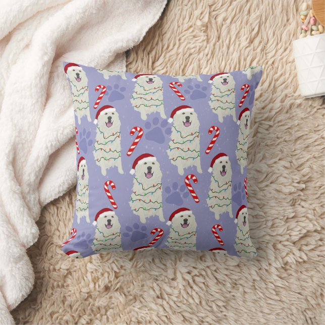Great Pyrenees Christmas  Throw Pillow (Blanket)