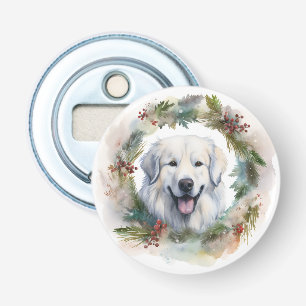 Great Pyrenees Christmas Wreath Festive Pup Bottle Opener