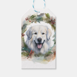 Great Pyrenees Christmas Wreath Festive Pup Gift Tags