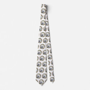 Great Pyrenees Christmas Wreath Festive Pup  Tie