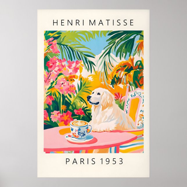 Great Pyrenees Dog Art Print, Matisse Style, Funny Poster (Front)