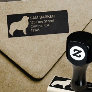 Great Pyrenees Dog Breed Silhouette Return Address Rubber Stamp