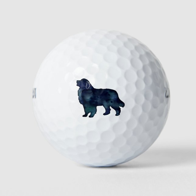 Great Pyrenees Dog Breed Silhouette Watercolor Golf Balls (Front)